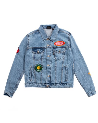 Bee Unusual “Feel Good Patchwork” Blue Denim Jacket