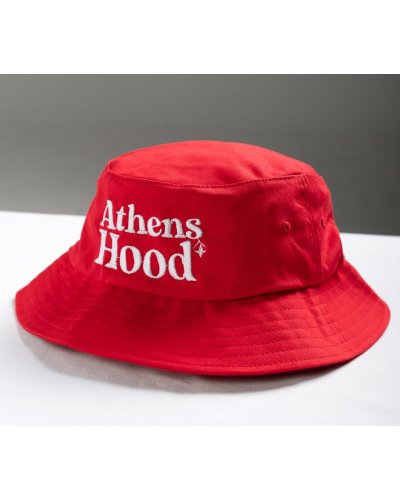 A.H.B. RED "ATHENS HOOD" EMBROIEDED BUCKET HAT