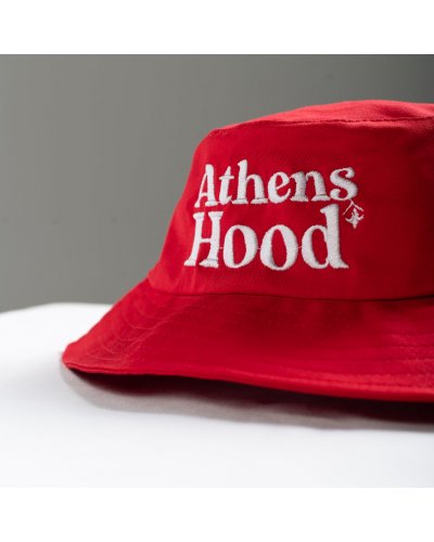 A.H.B. RED "ATHENS HOOD" EMBROIEDED BUCKET HAT