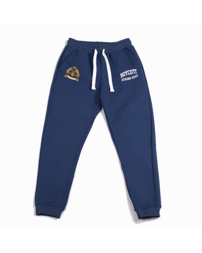 A.H.B. NAVY BLUE EMBROIDERED "ATHENS STREET COLLEGE" PANTS