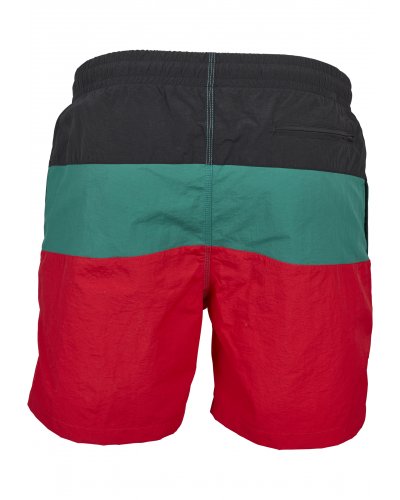 URBAN CLASSICS Color Block Swimshorts FIRE RED/BLK/GREEN