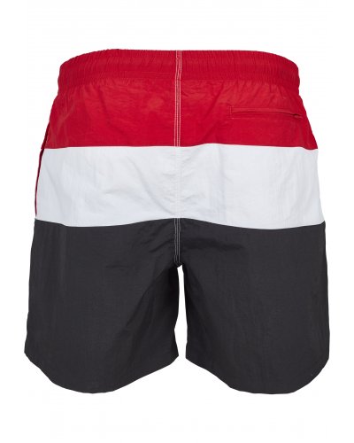 URBAN CLASSICS Color Block Swimshorts Black/fire red/white 