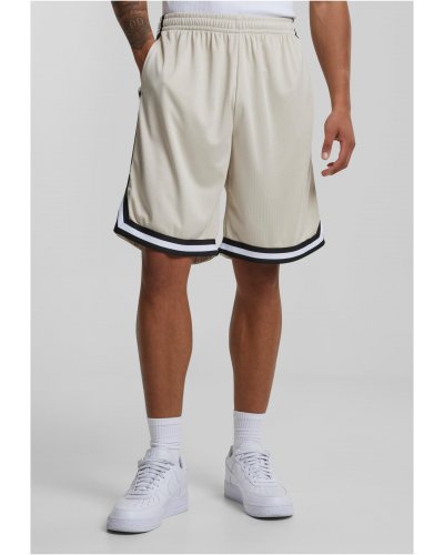 URBAN CLASSICS Stripes Mesh Shorts  unionbeige/black/white