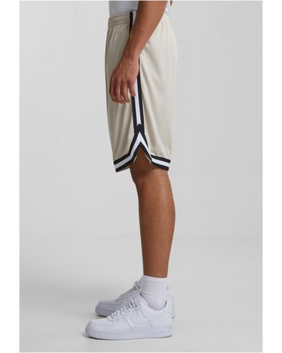 URBAN CLASSICS Stripes Mesh Shorts  unionbeige/black/white