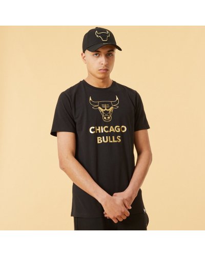 NEW ERA Chicago Bulls Metallic Logo Black T-Shirt