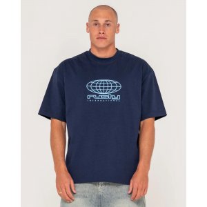RUSTY INTERNAZIONALE OVERSIZED HEAVY T-SHIRT NAVY BLUE 
