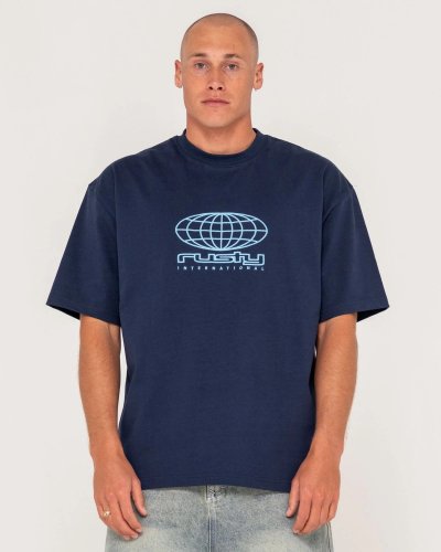 RUSTY INTERNAZIONALE OVERSIZED HEAVY T-SHIRT NAVY BLUE 
