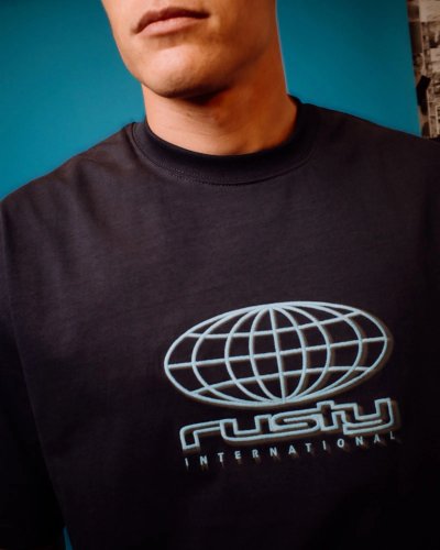 RUSTY INTERNAZIONALE OVERSIZED HEAVY T-SHIRT NAVY BLUE 
