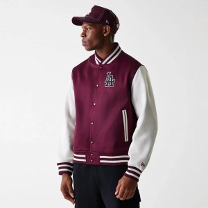 NEW ERA LA Dodgers MLB Dark Red Bomber Jacket