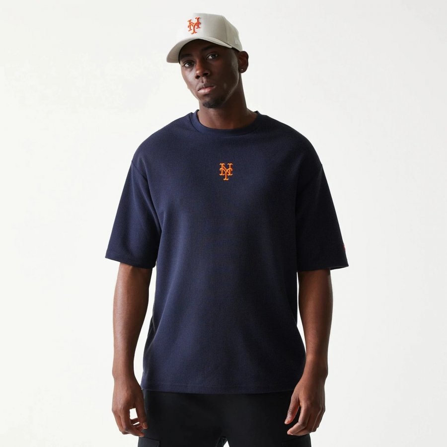 NEW ERA New York Mets MLB Waffle Navy Oversized T-Shirt NEW ERA New York Mets MLB Waffle Navy Oversized T-Shirt