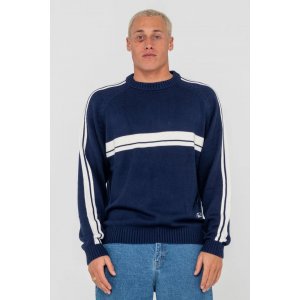 RUSTY WHITE LINES 2.0 KNITTED CREW NAVY BLUE 