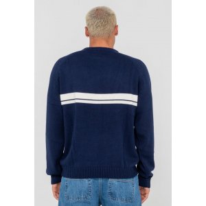 RUSTY WHITE LINES 2.0 KNITTED CREW NAVY BLUE 
