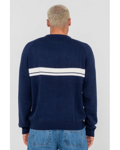 RUSTY WHITE LINES 2.0 KNITTED CREW NAVY BLUE 