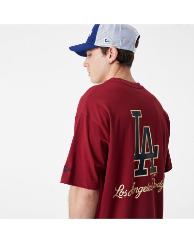NEW ERA LA Dodgers MLB Large Logo Oversized Dark Red T-Shirt