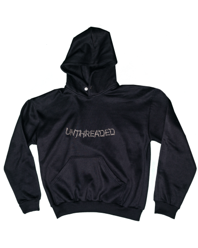 UNTHREADED OVERSIZED BLACK HOODIE 